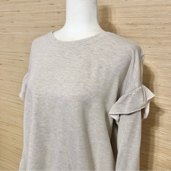 Beige UGG Amara Ruffle Long Sleeve Pullover Crewneck Sweater Size Large - Picture 3 of 9